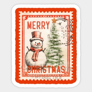 Vintage Christmas Snowman Sticker